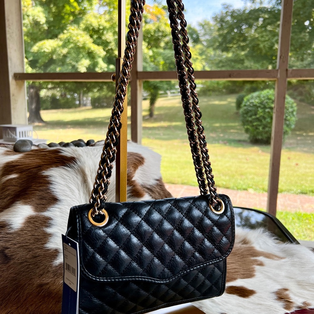 Rebecca Minkoff Black Quilted Chain Shoulder Bag - Picture 2 of 16